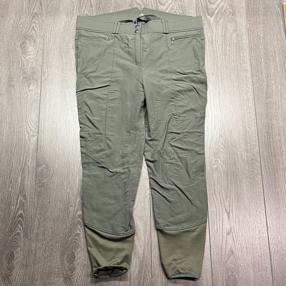Horze Breeches Women's 36 Full Seat Equestrian Riding Pants Green Nylon‎